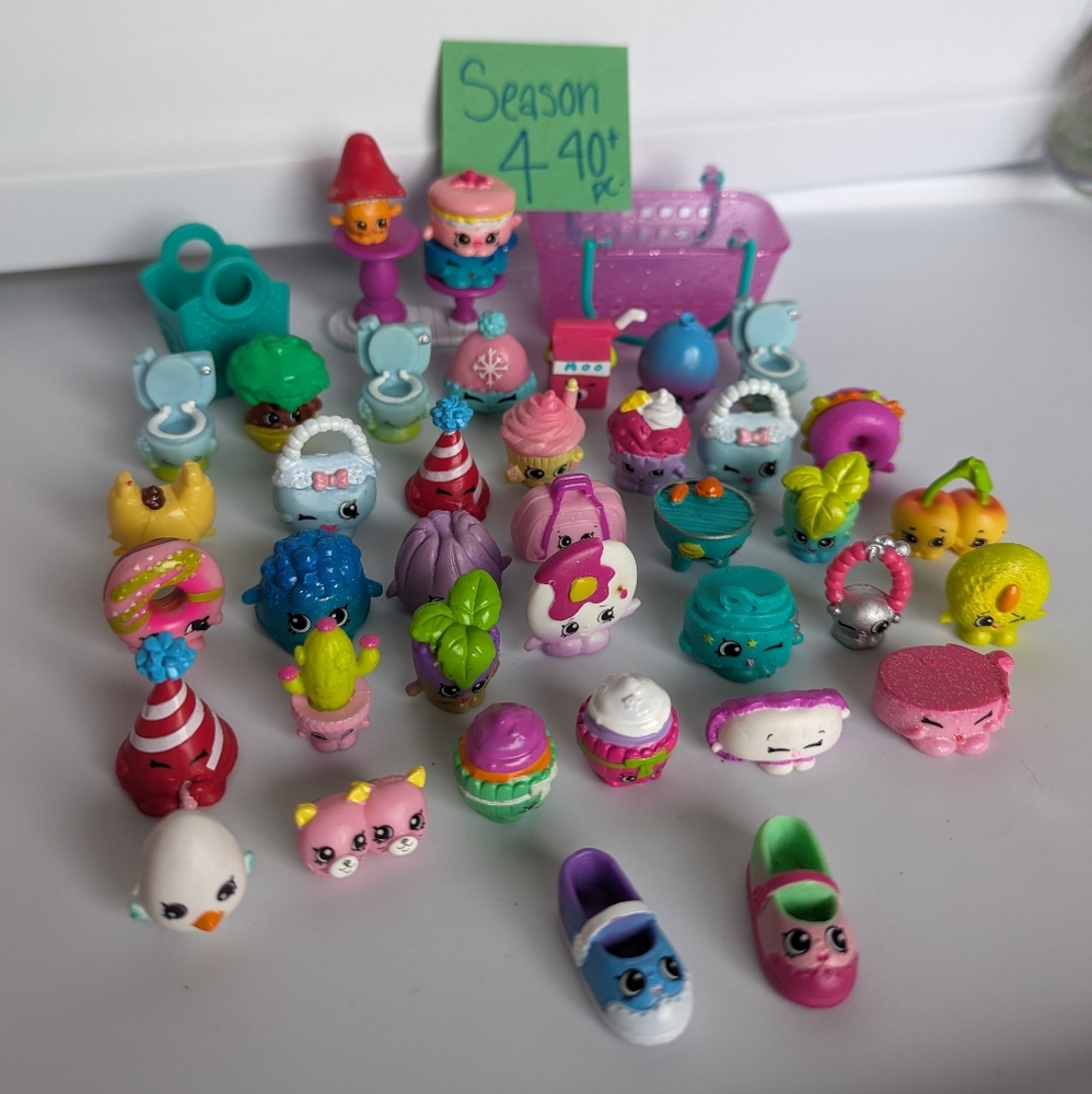 Shopkins 30 or so Lot season 4 party Hat Bagel Toilet Cherries Pancake mushroom